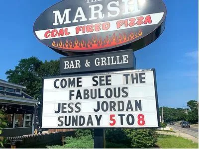 The Marsh Coal Fired Pizza sign in Marshfield MA